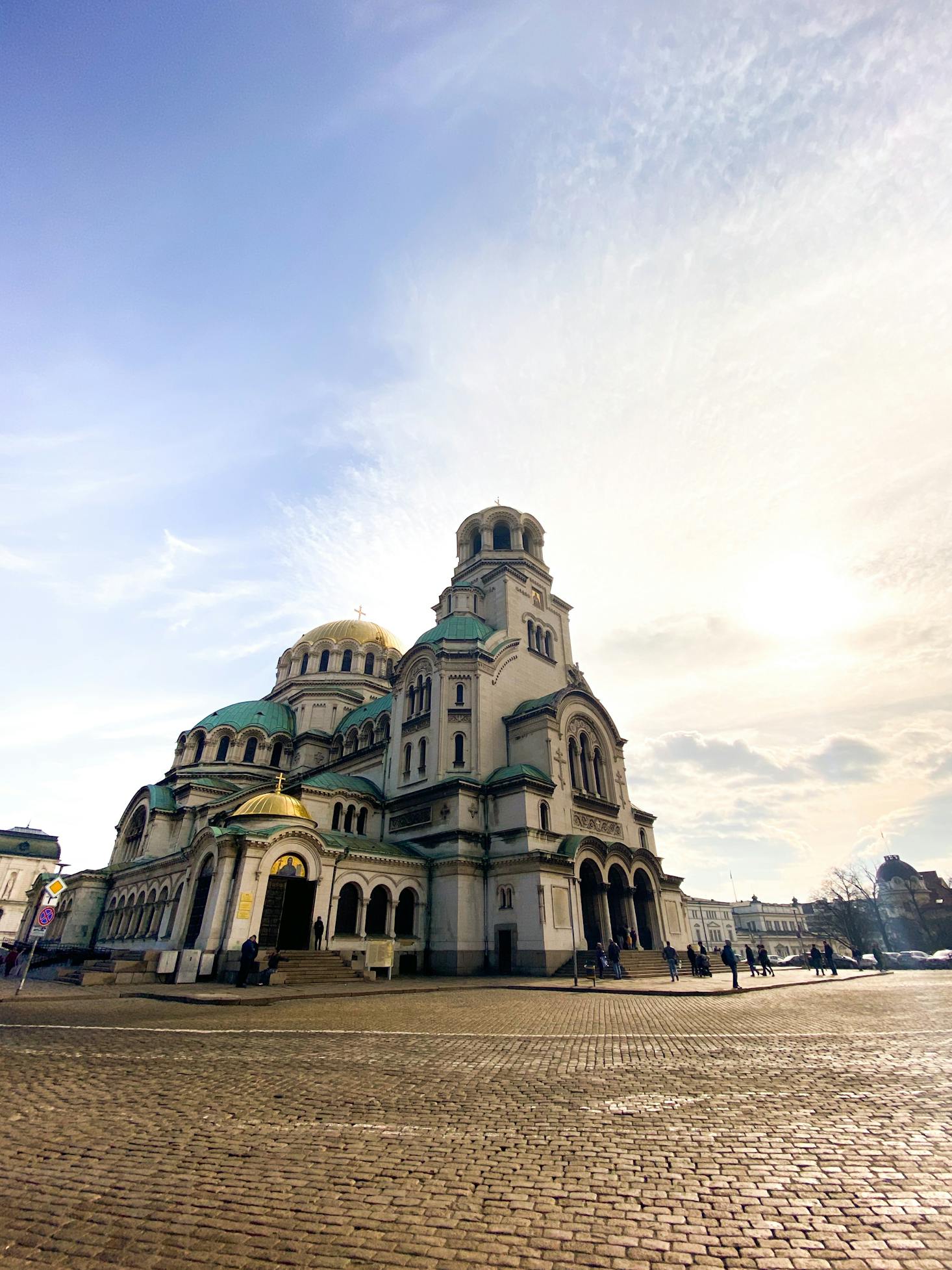 St. Alexander Nevsky Cathedral against a blue sky in Sofia, Bulgaria