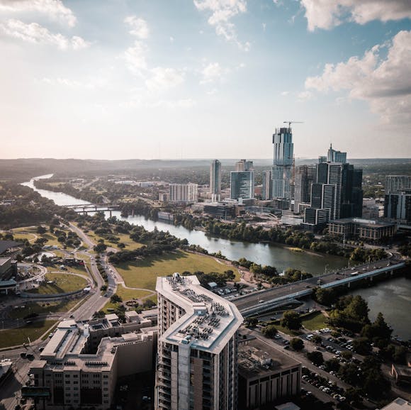 aerial view of Austin