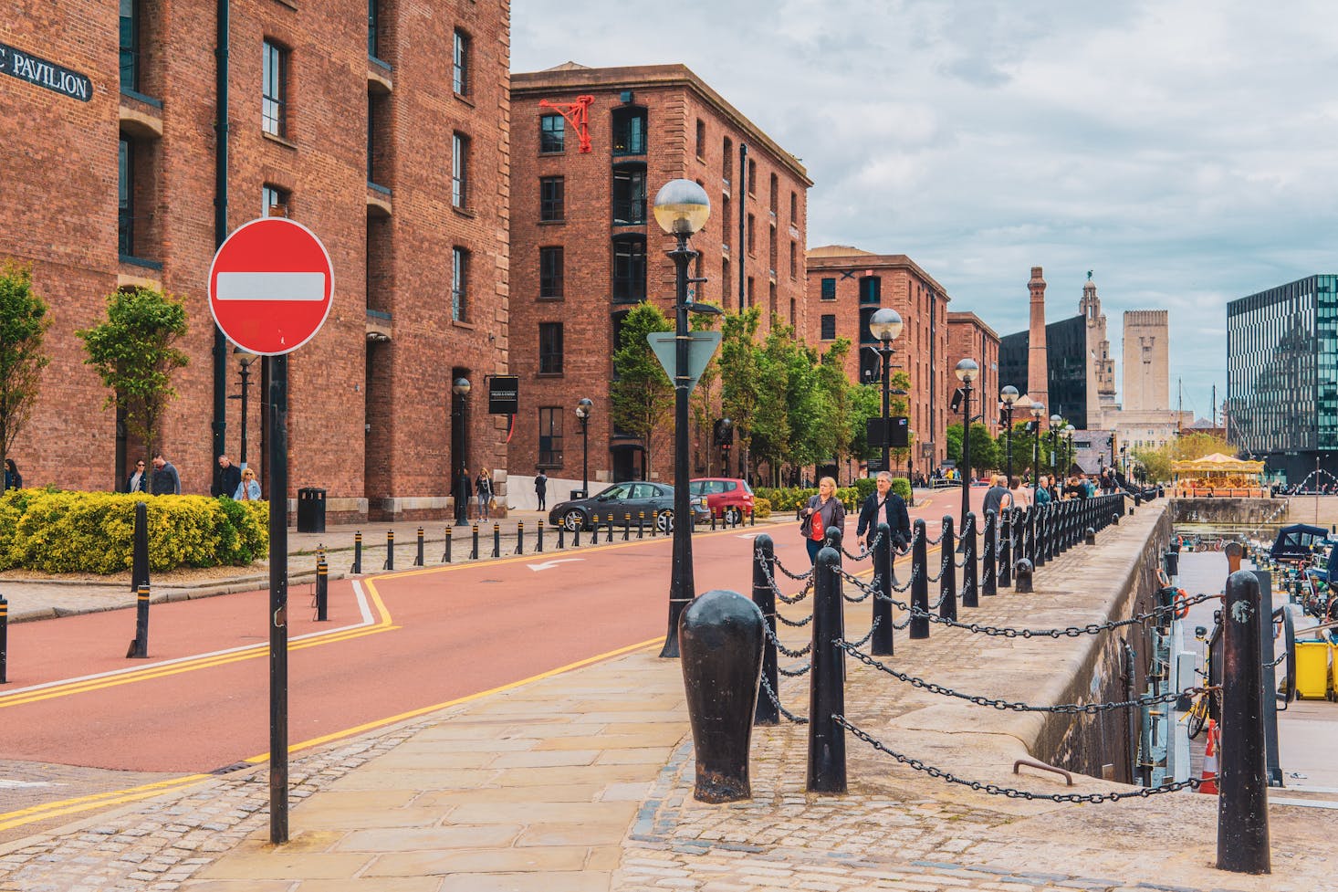 Former dock buildings in Liverpool, England