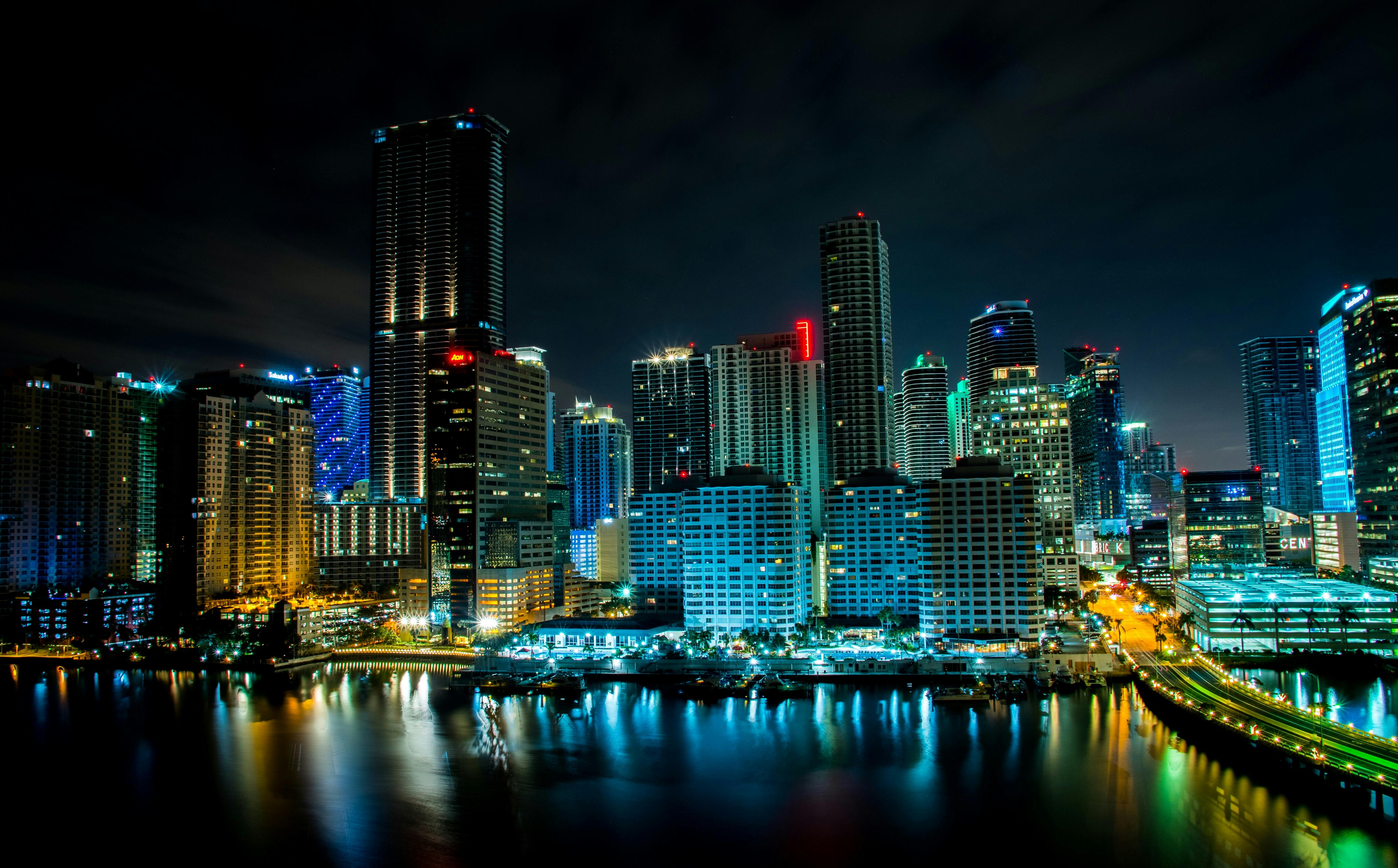 Miami skyline by night