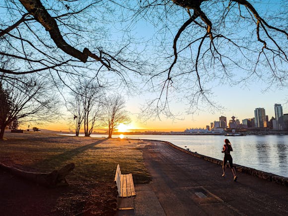 Jogging along the seawall in Vancouver