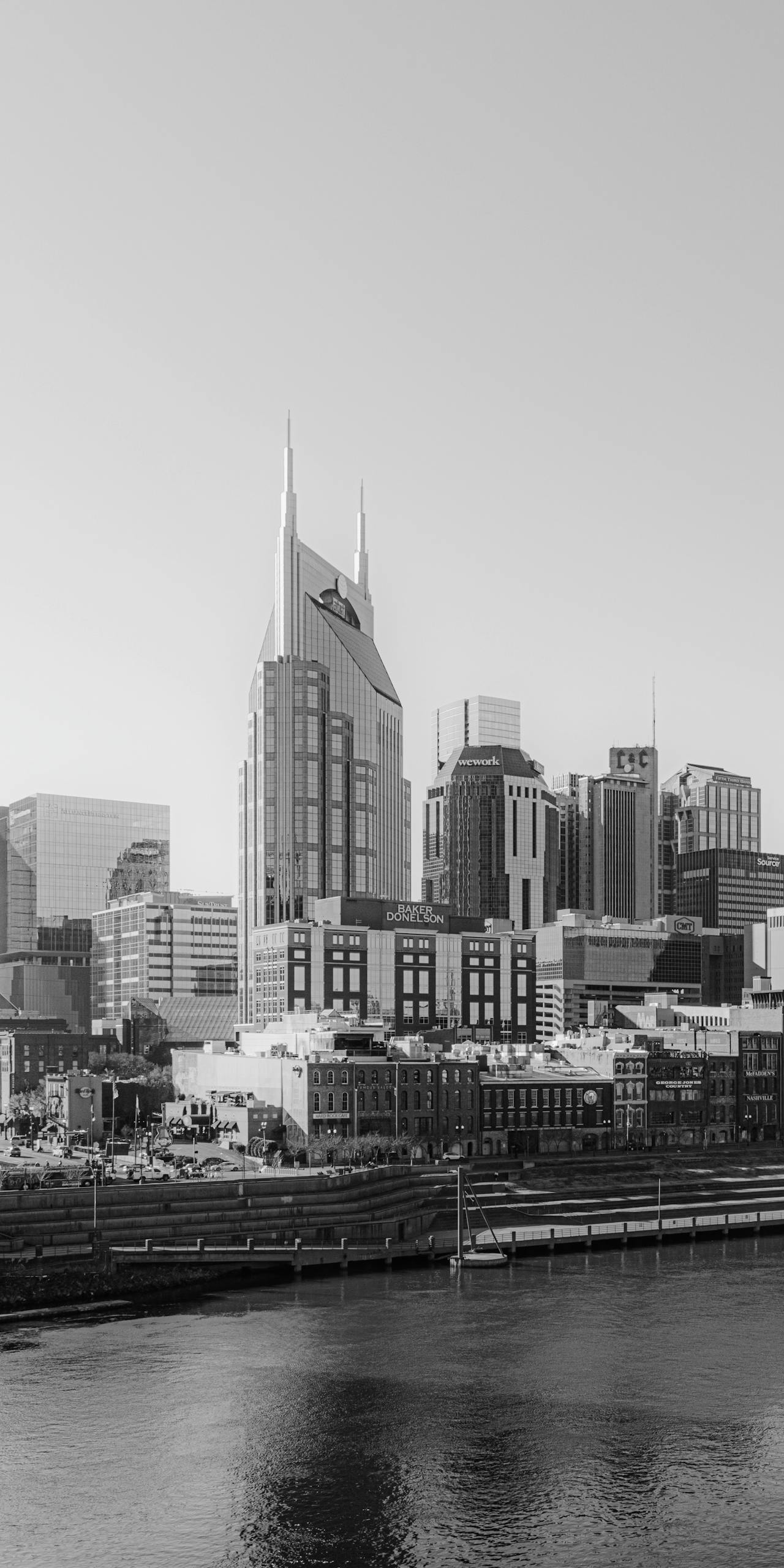 Skyscrapers in downtown Nashville with convenient luggage storage