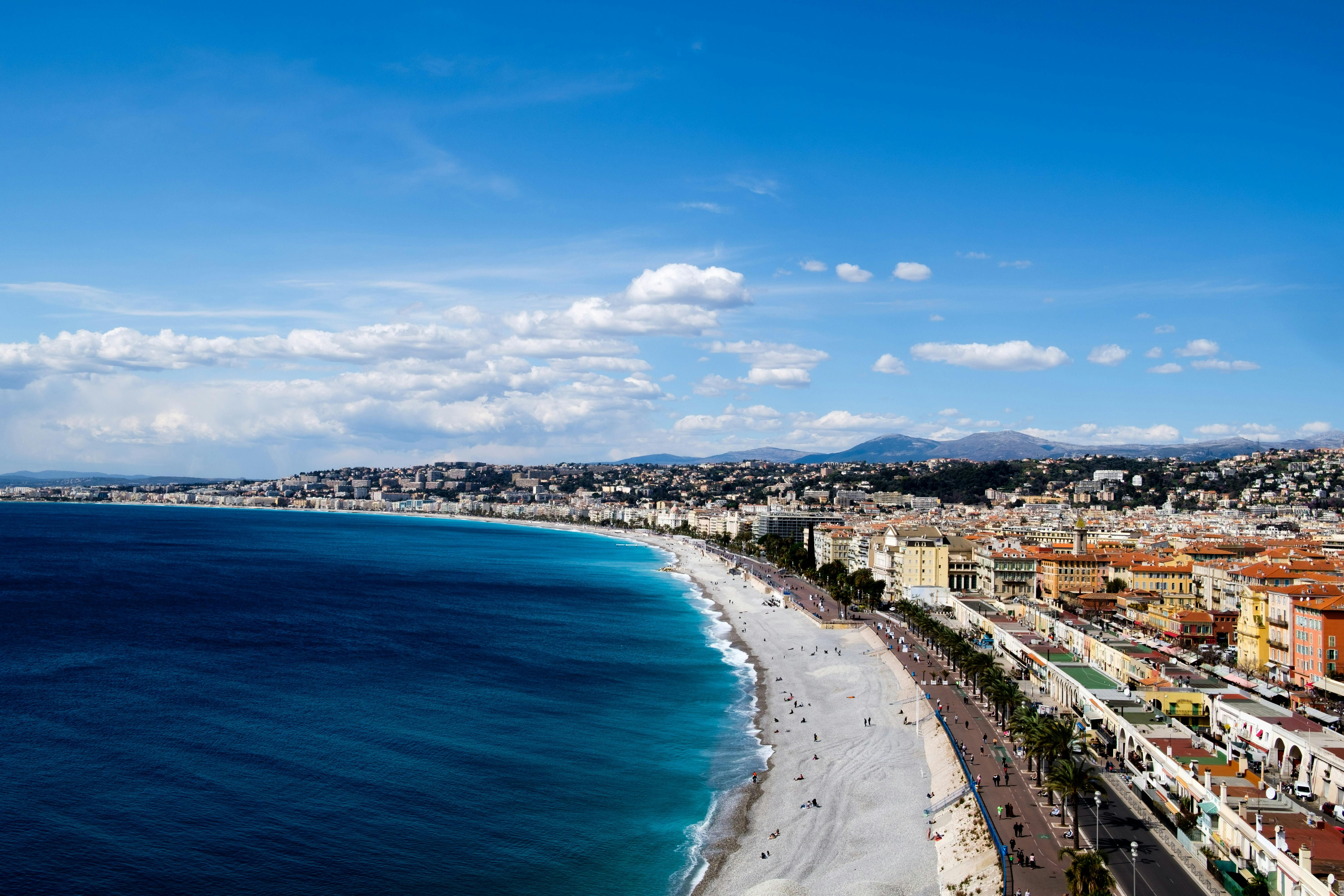 View of the beach from Castle Hill in Nice