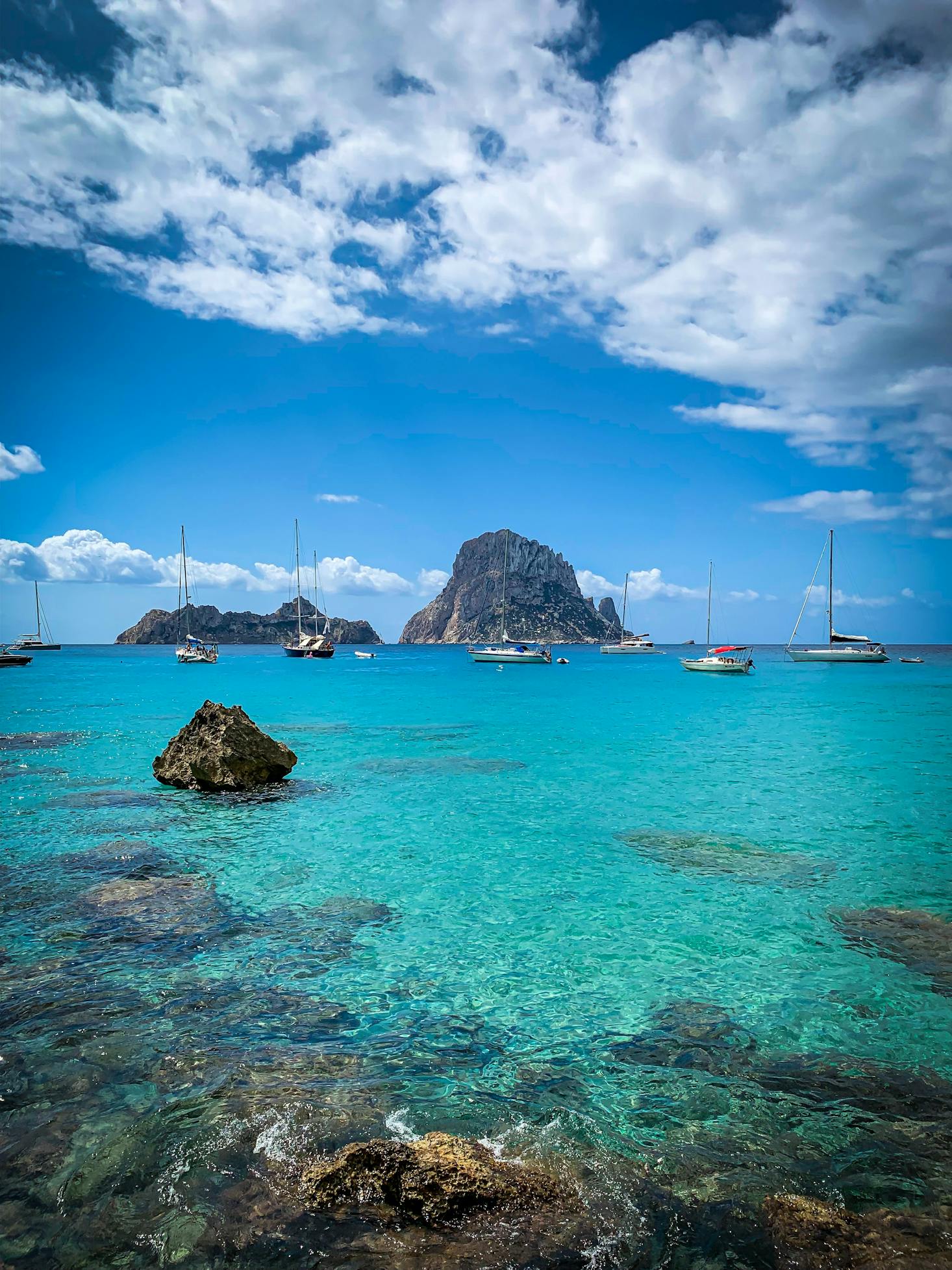 Clear water at a beach in Ibiza