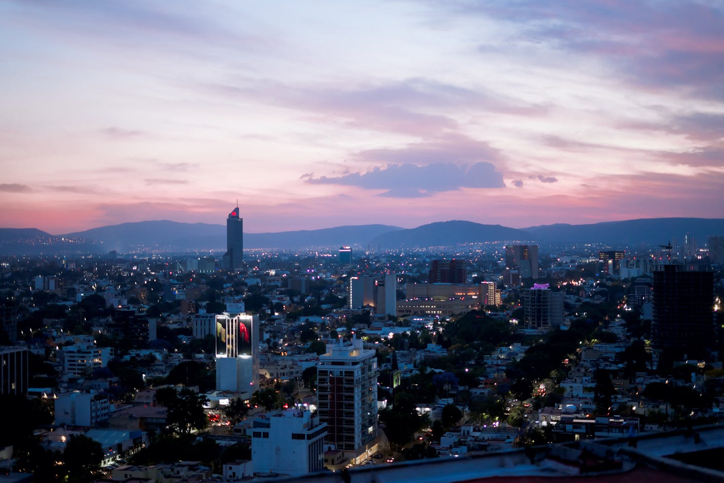 Guadalajara at sunset from above