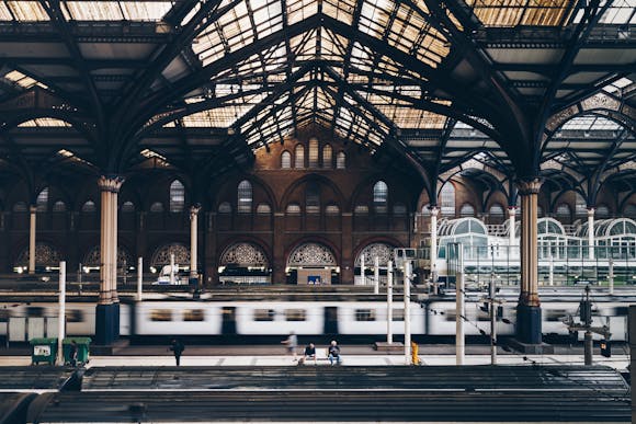 Train platforms at Liverpool Street Station, London