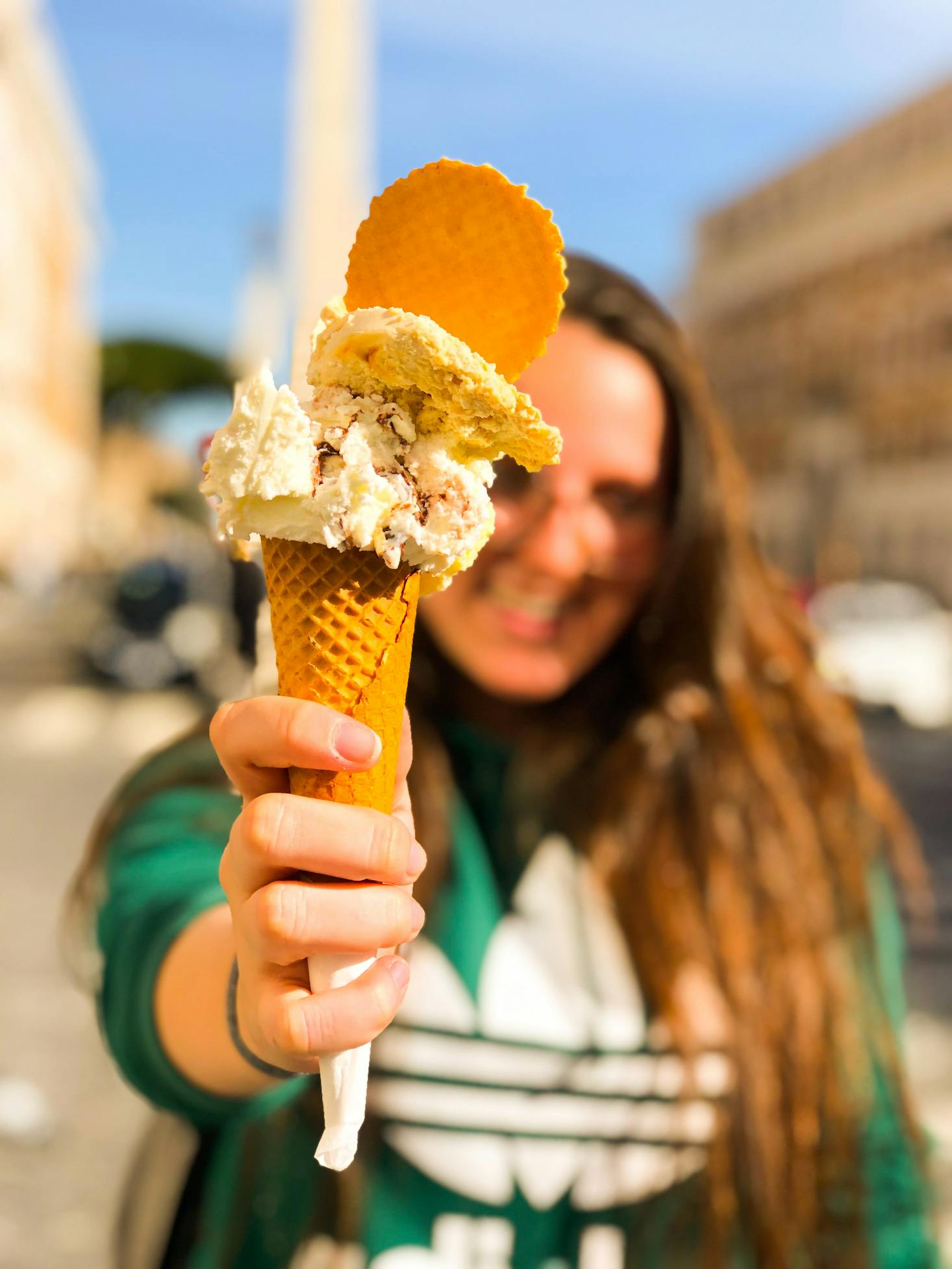 Eating gelato in Rome