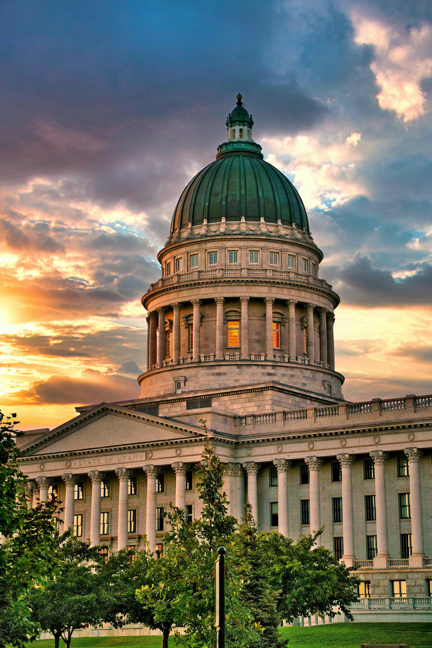 The Utah State Capitol Building in Salt lake City at sunset