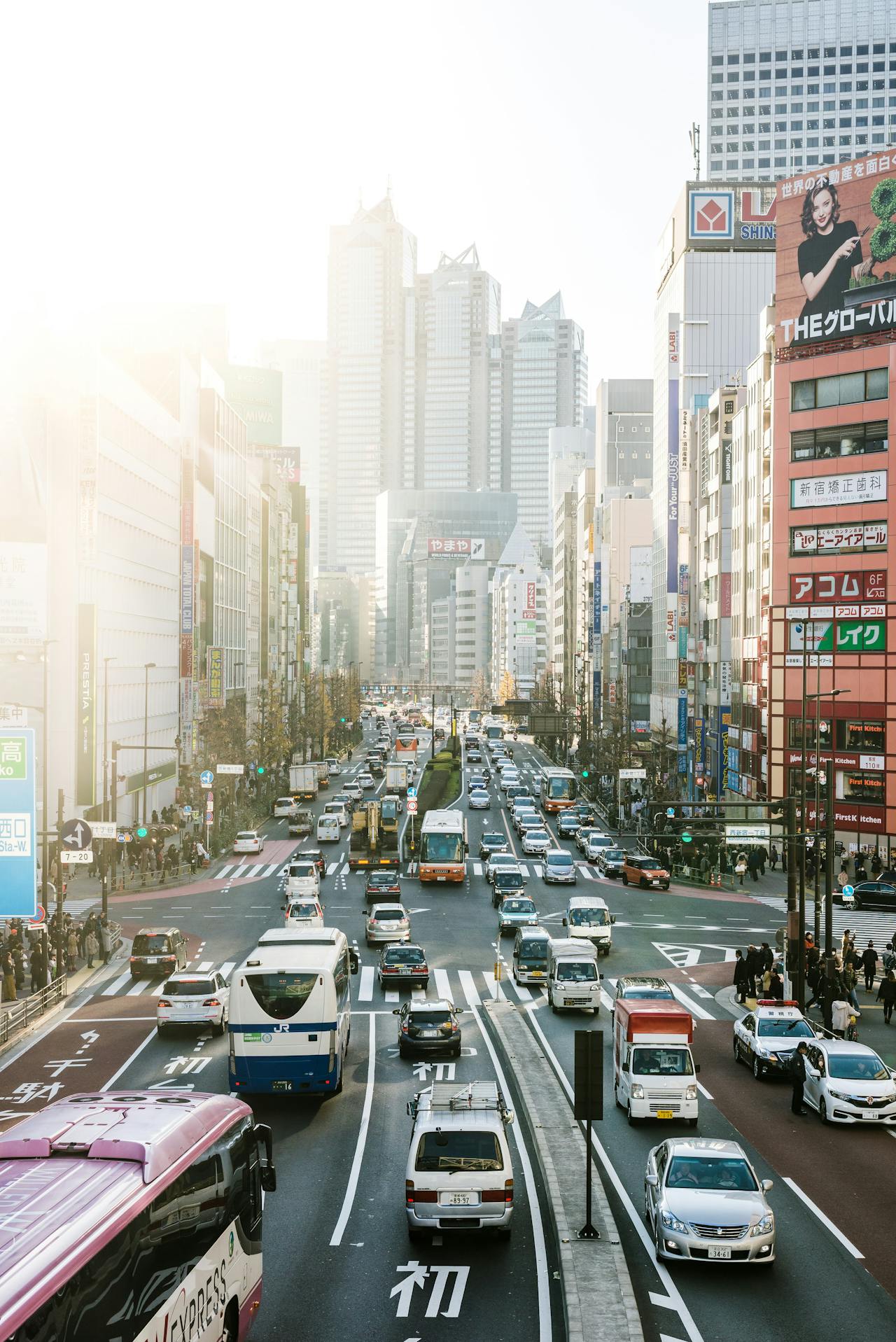 The traffic around busy Shinjuku Station in Tokyo