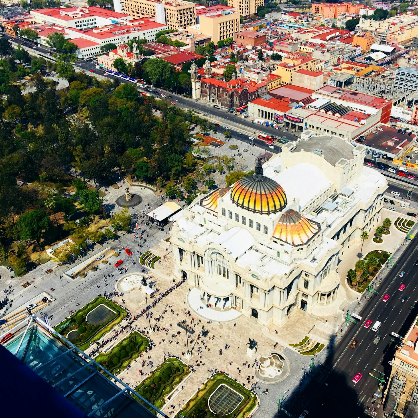 aerial view of Palacio de Bellas Artes