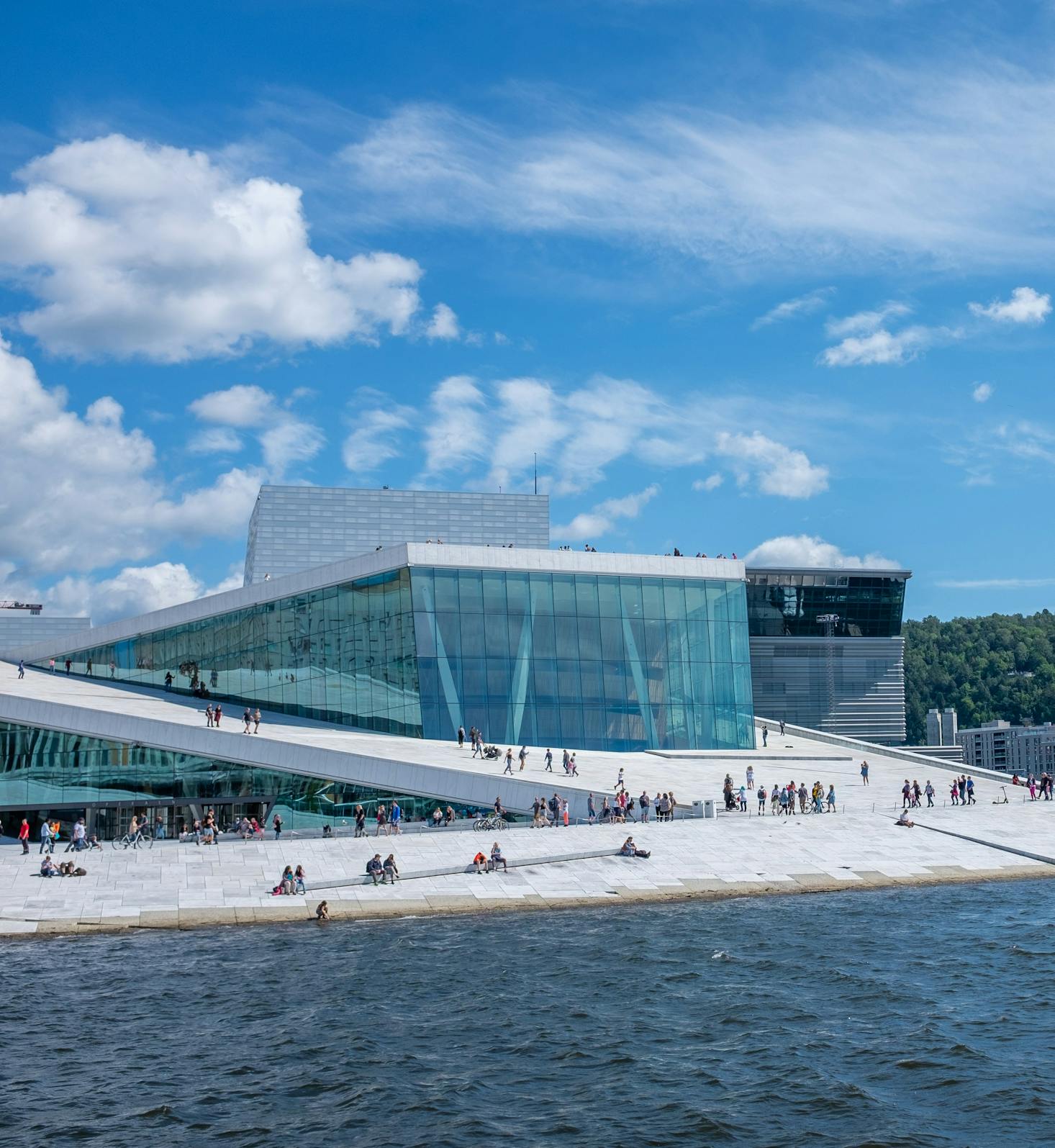 Exterior of the Oslo Opera House on a sunny day