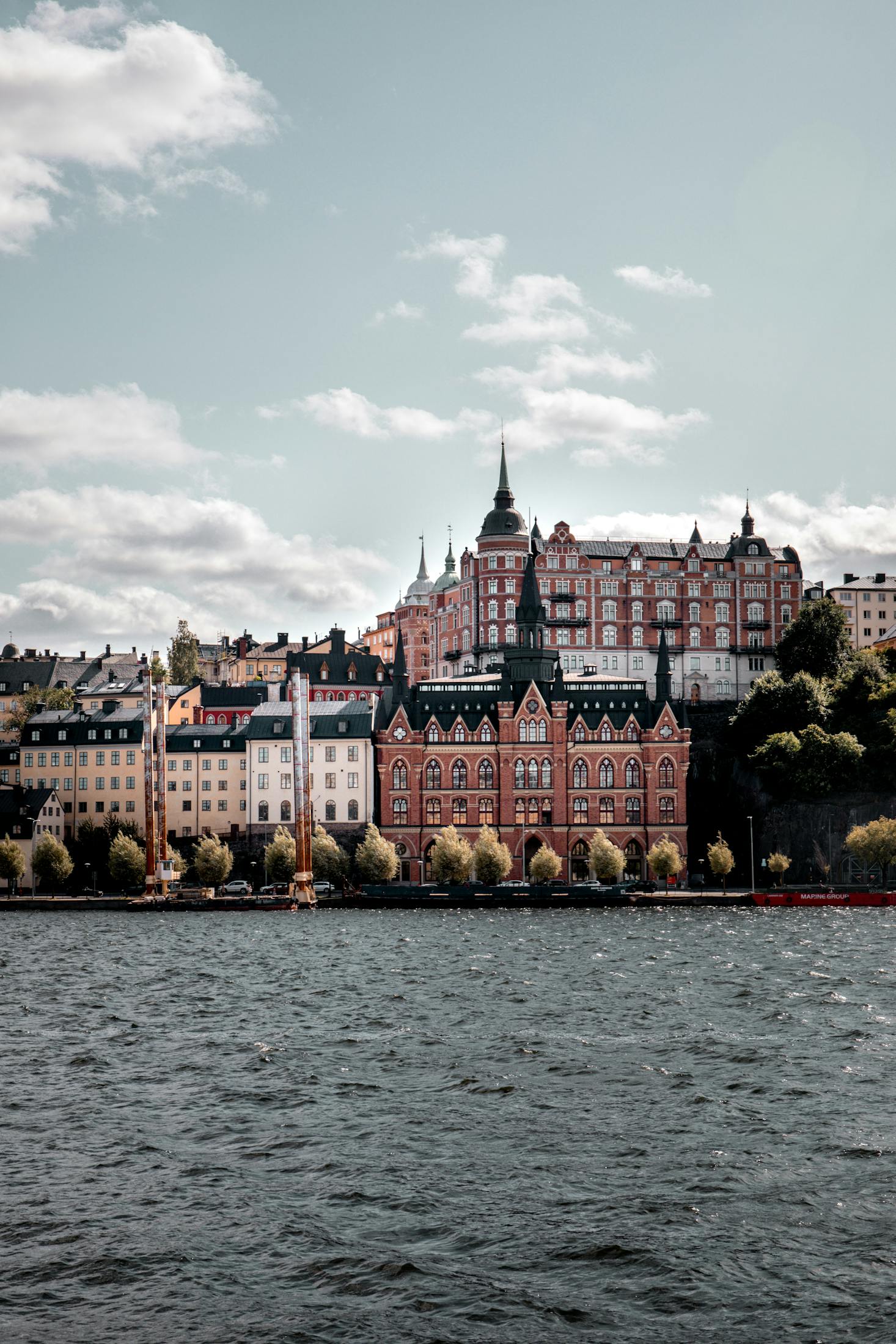 Stockholm waterfront with luggage storage close by