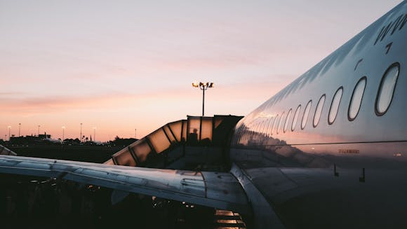 Plane on runway at Lisbon Airport, Portugal
