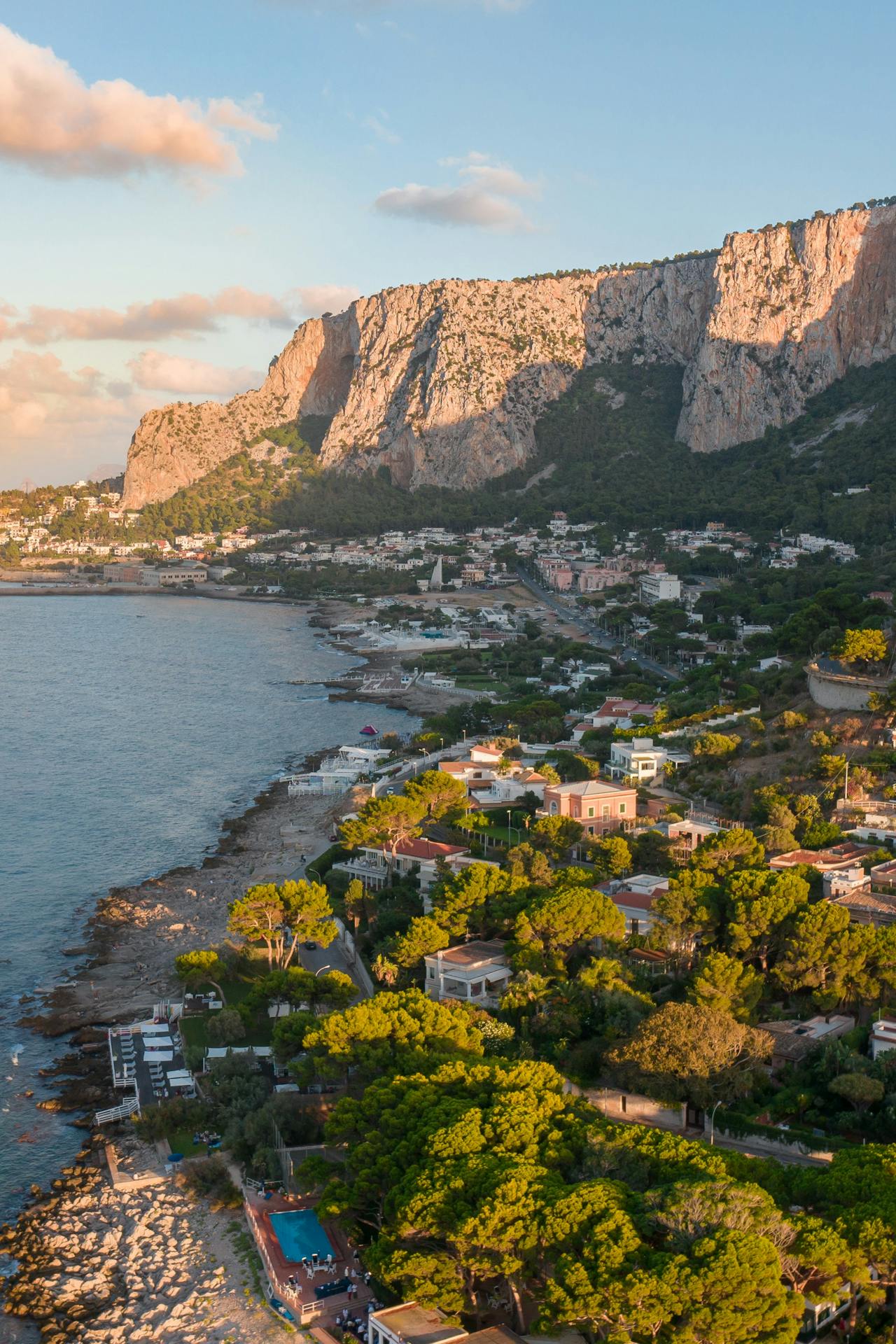 Sea view over the Palermo coast with luggage storage close by