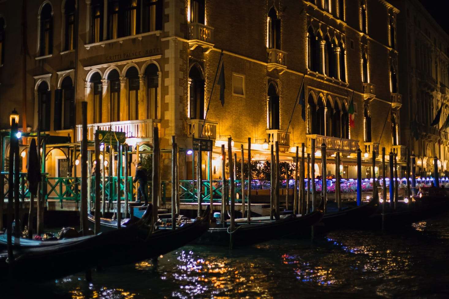 Canal in Venice at night