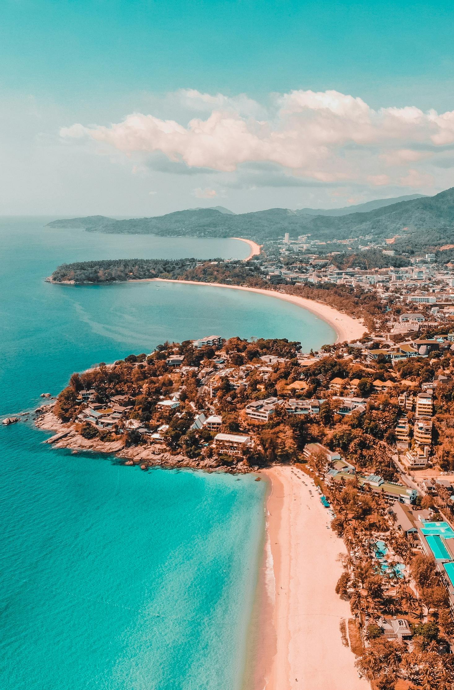 Aerial view of the beach in Phuket, Thailand