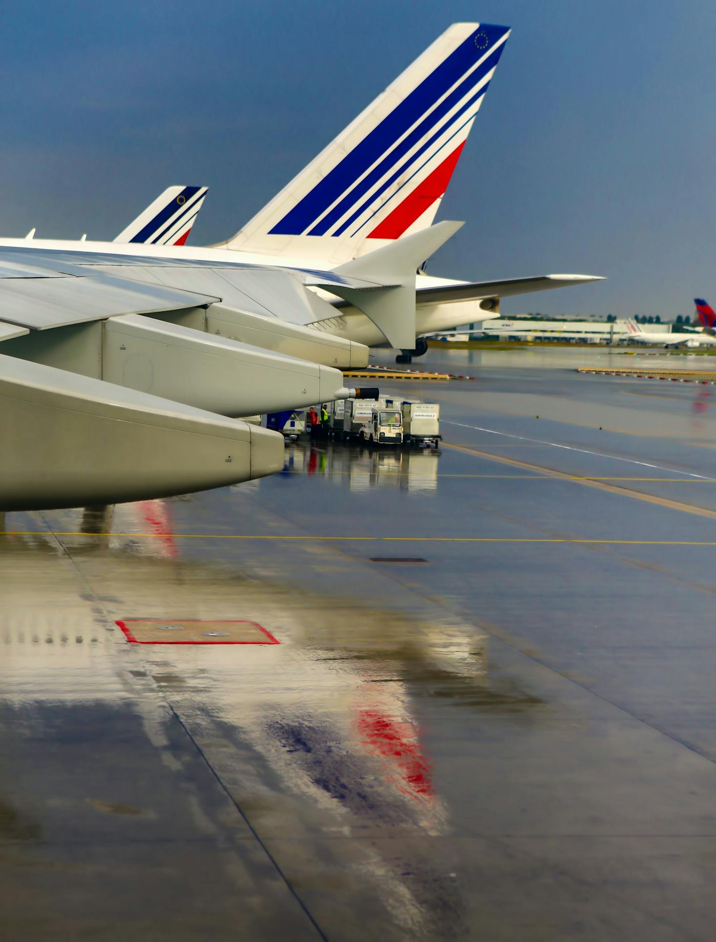 Planes on runway at Charles de Gaulle Airport
