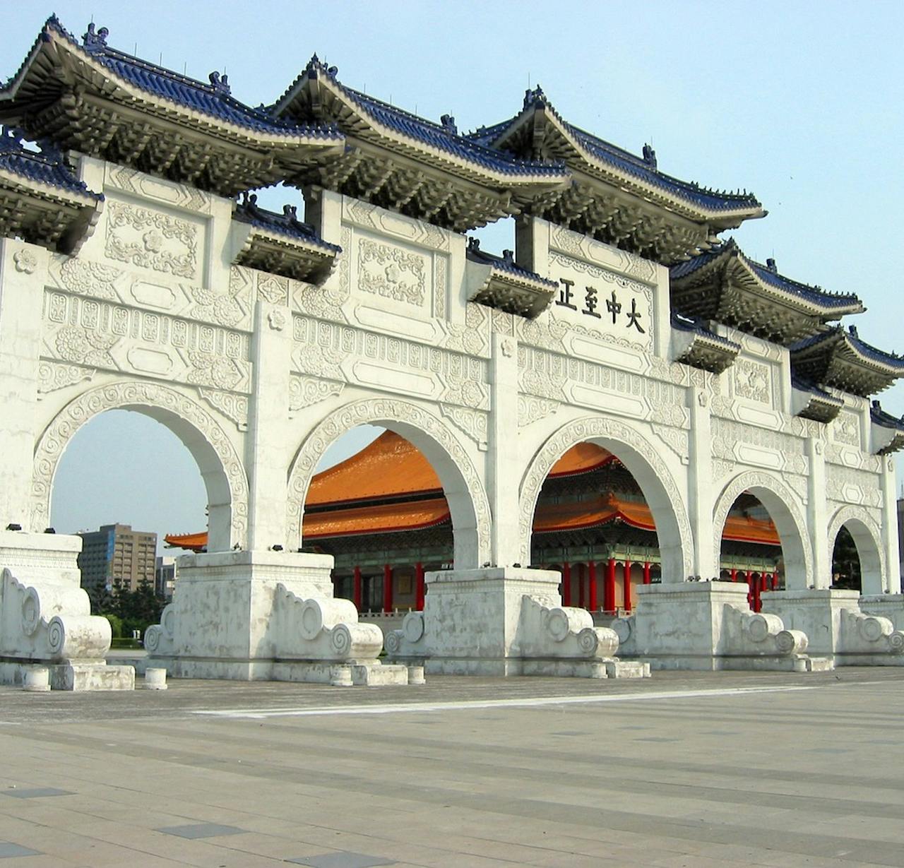 Ornate white and black gate in Taipei, Taiwan