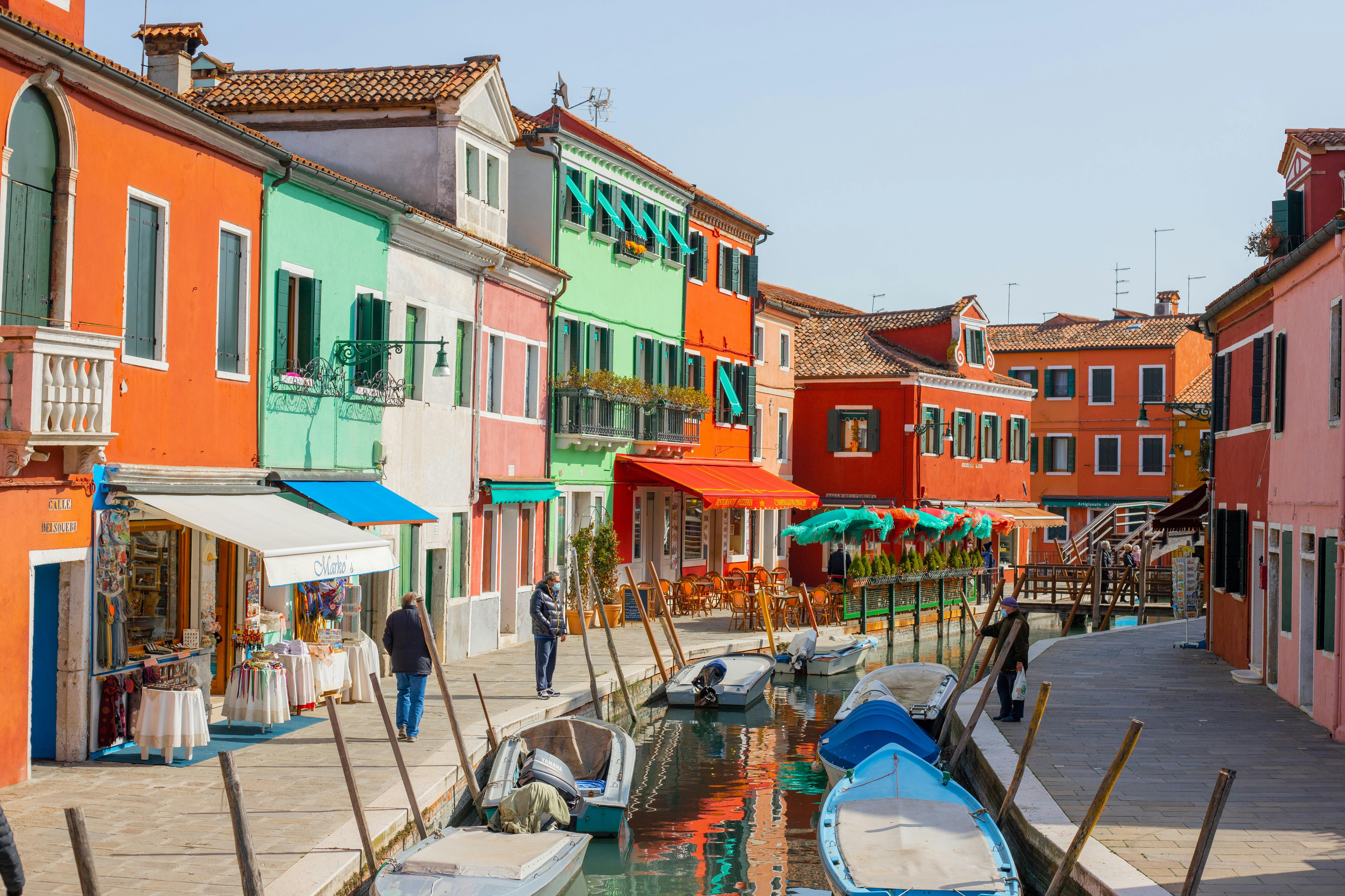 Restaurants on a canal in Venice