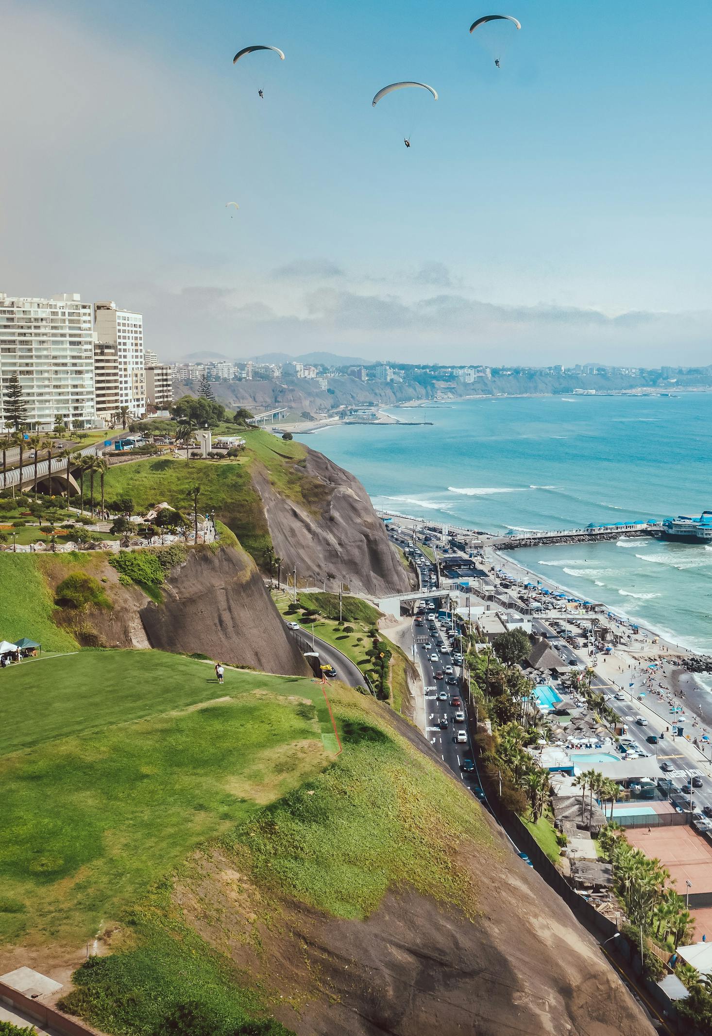 Lima has mountainous views overlooking the blue ocean