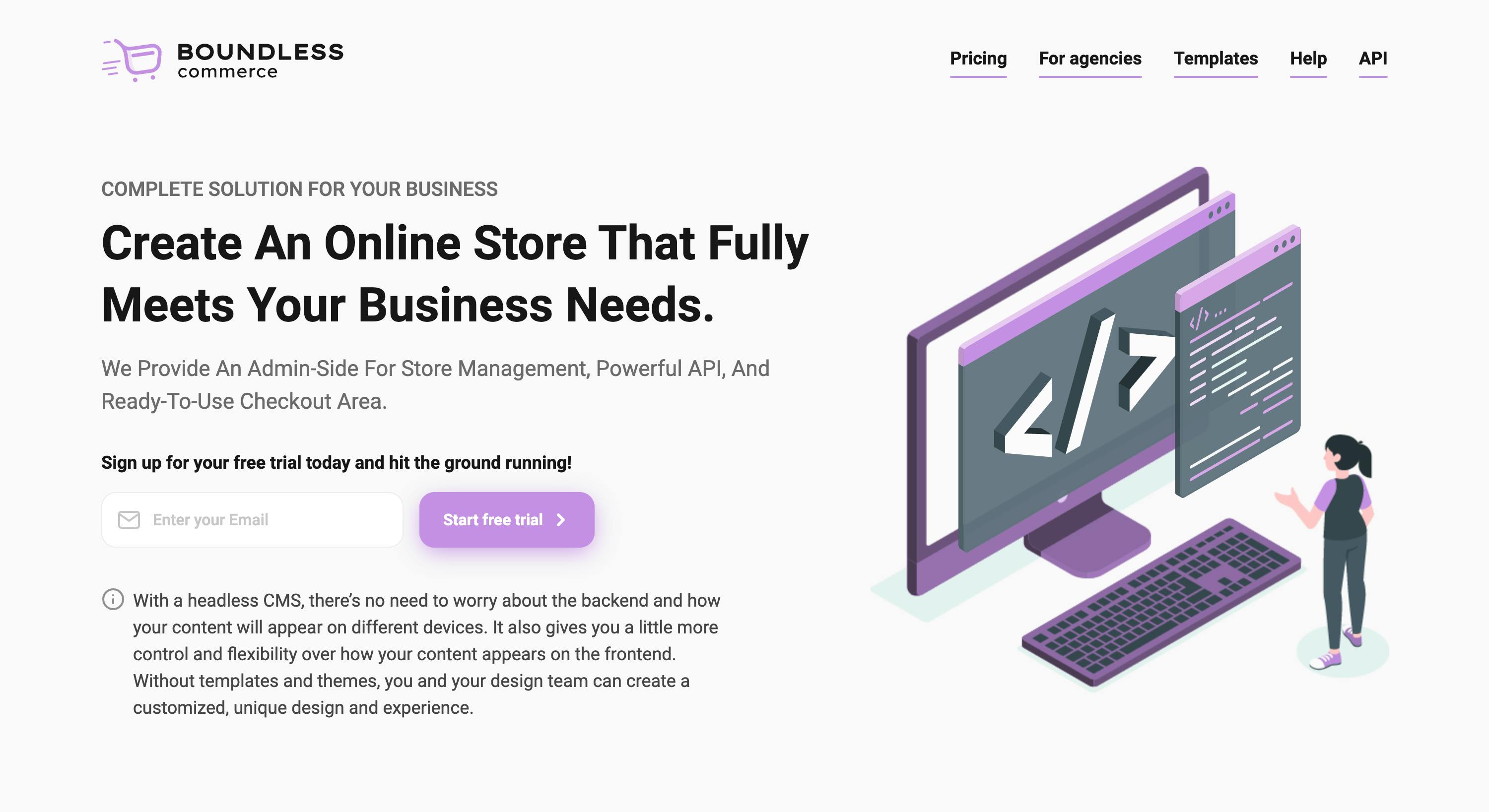 Boundless Commerce Website Homepage