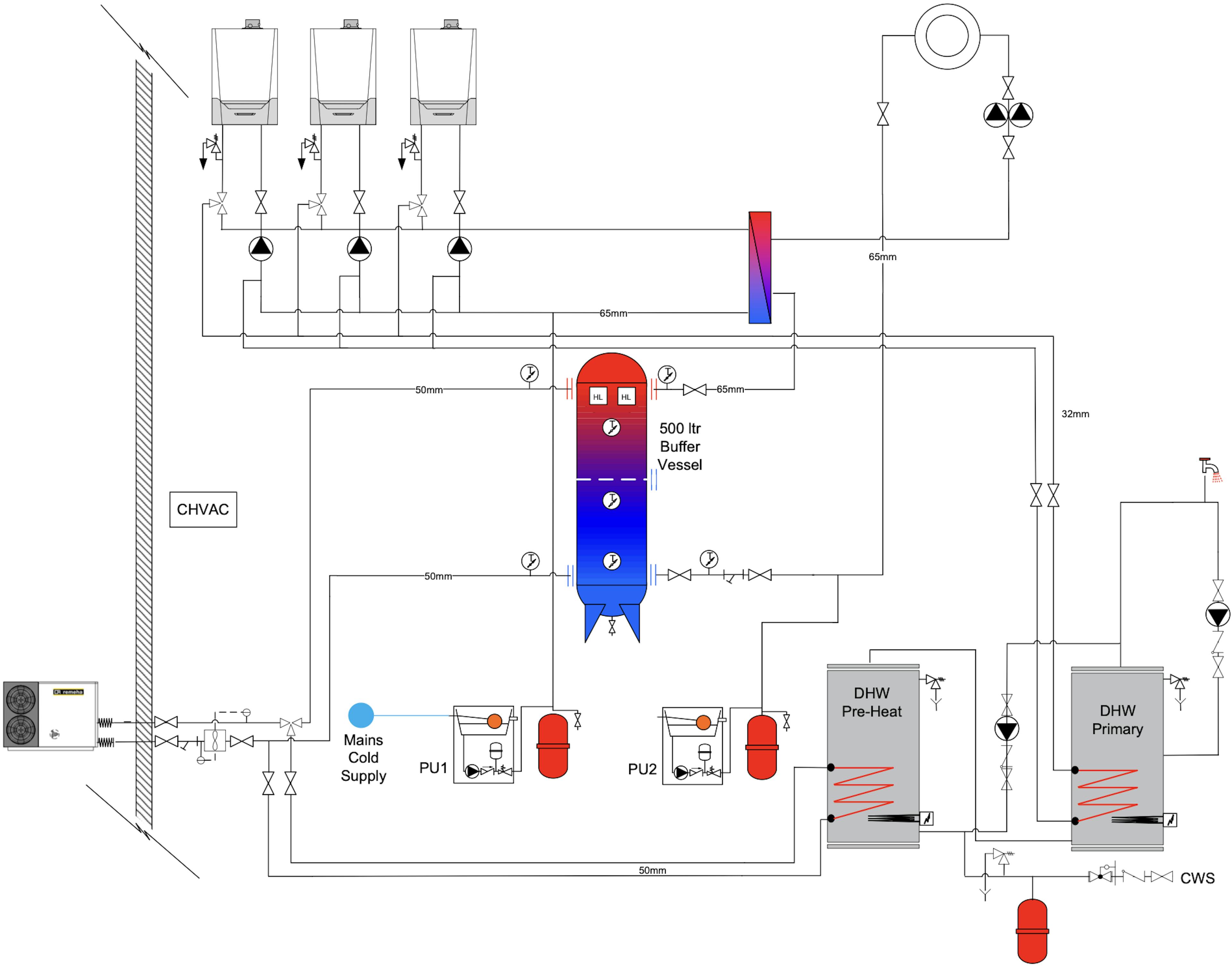 Ashby Court plant room schematic