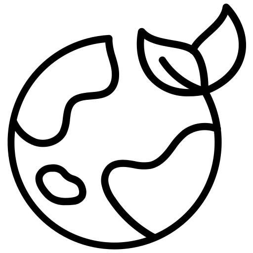 Black line art world with leaf