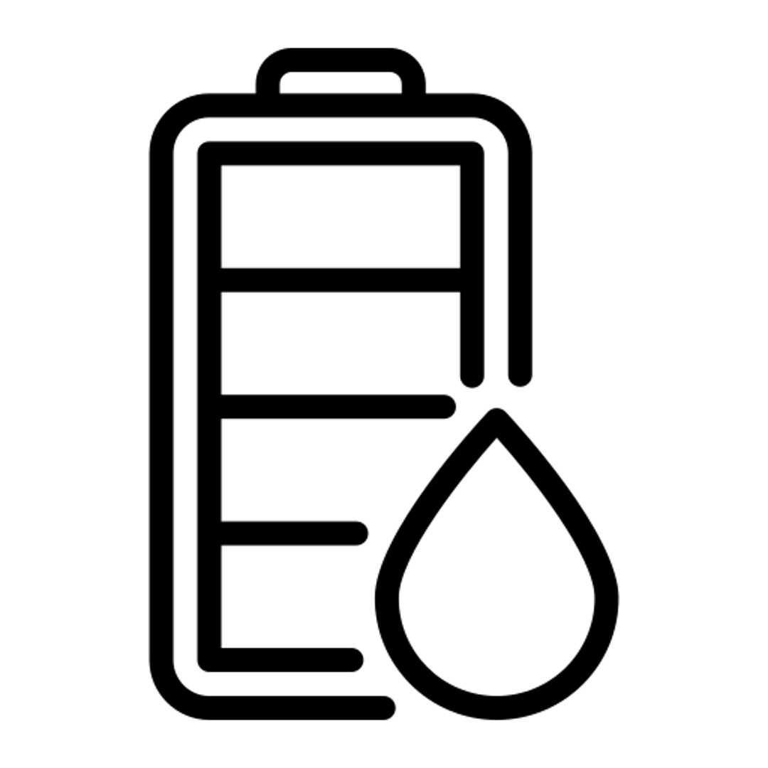 Black line art battery icon