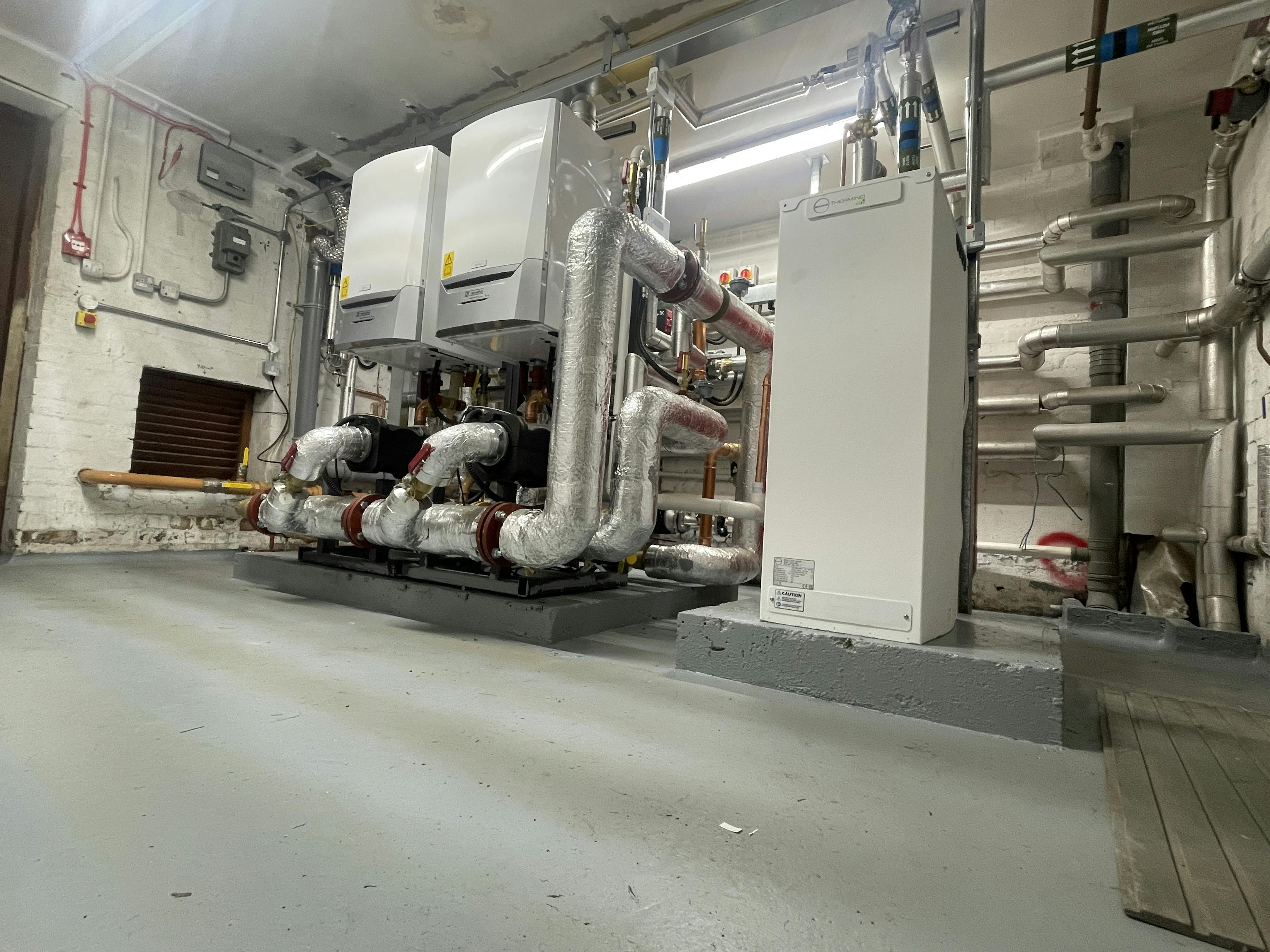Angled view of refurbished plantroom