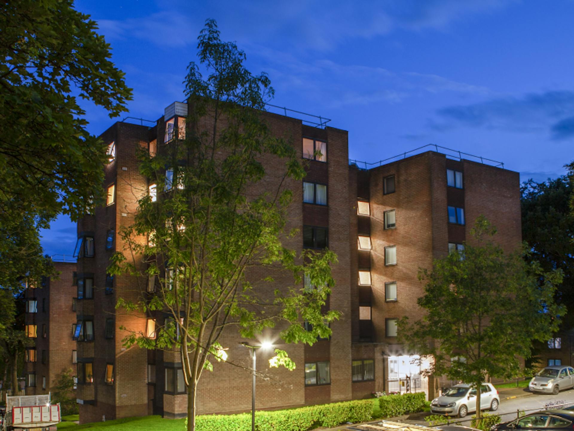 Exterior night time view of Benwell Grange