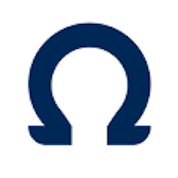 Ohmega logo in dark blue