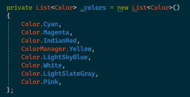 Lista de cores