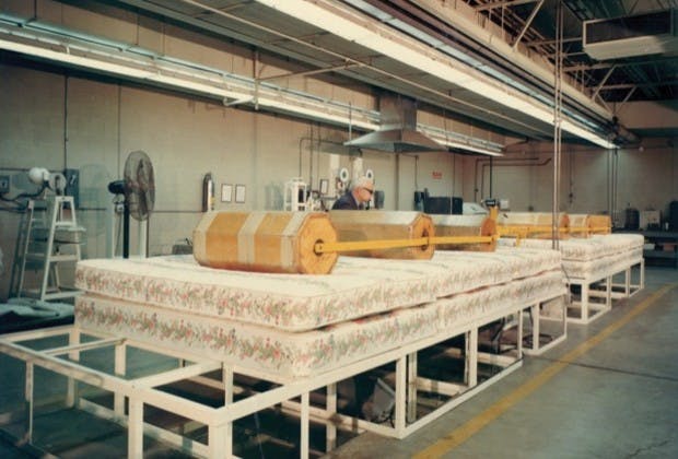 Mattresses in a factory