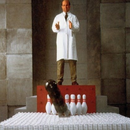Still from “The Bowling Ball Mattress” ad from 1995