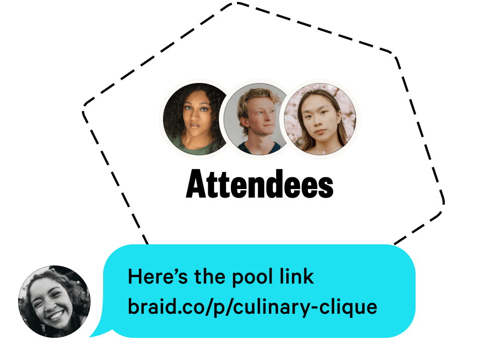 Image of a someone sharing the link to their supper club pool