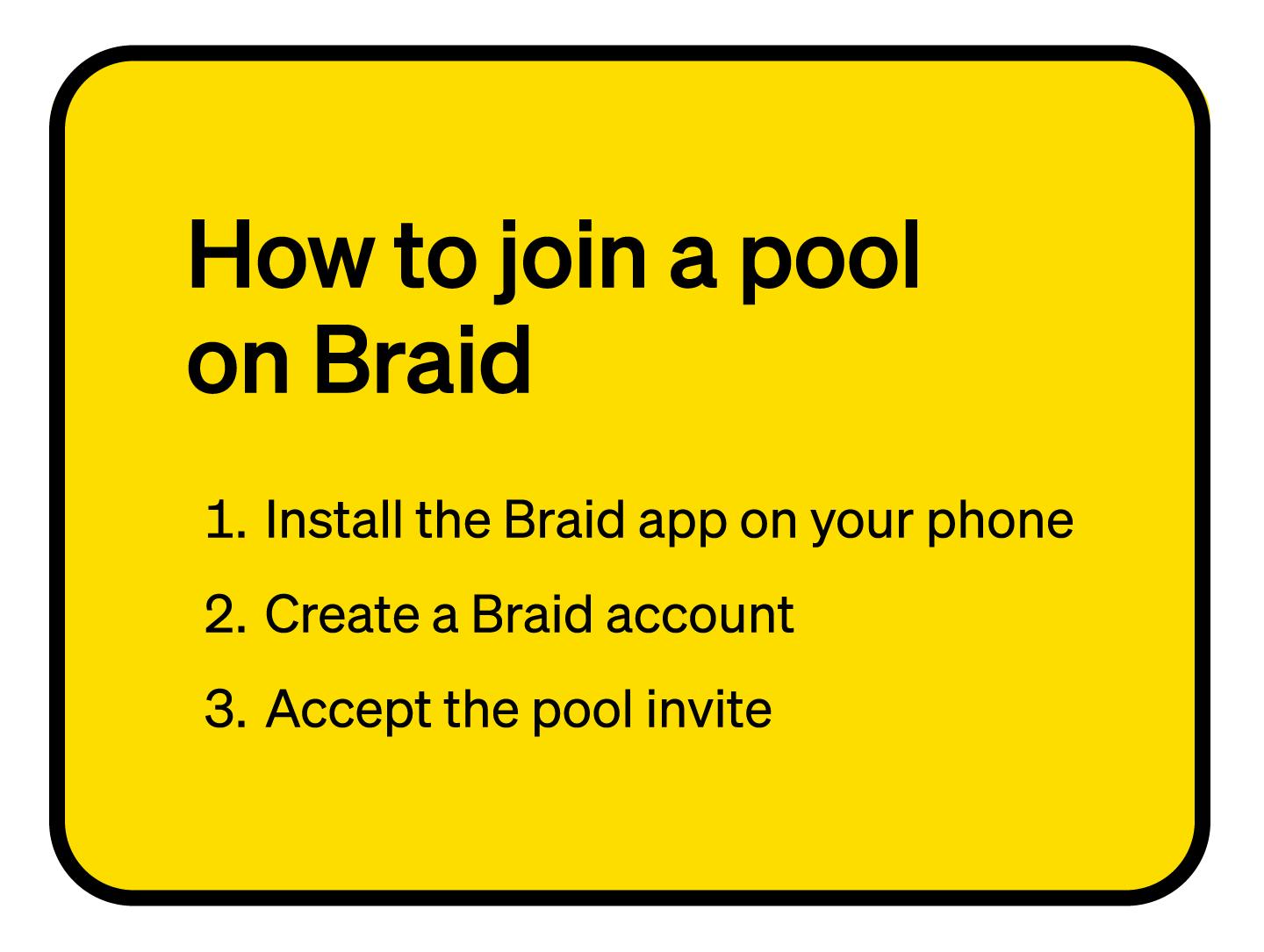 Instructions on how to join a pool on Braid
