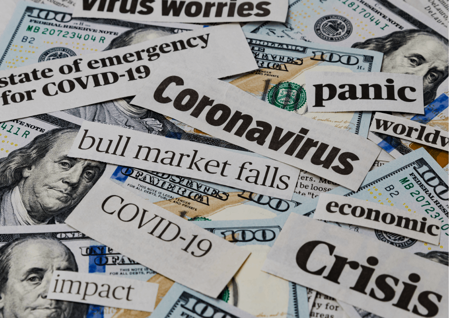 Video link with decorative thumbnail of newspaper headlines about global health and pandemics