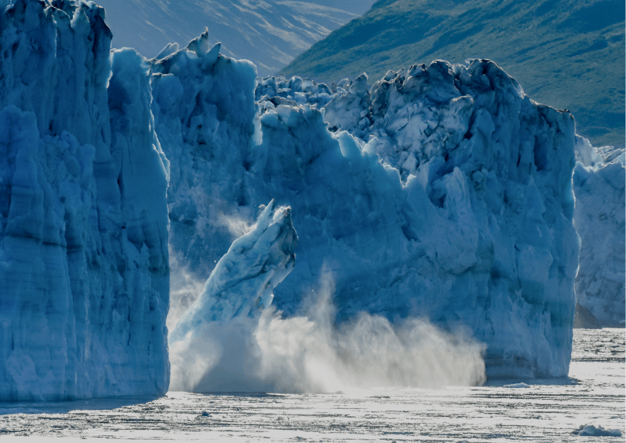 Glacier falling due to global warming and climate change