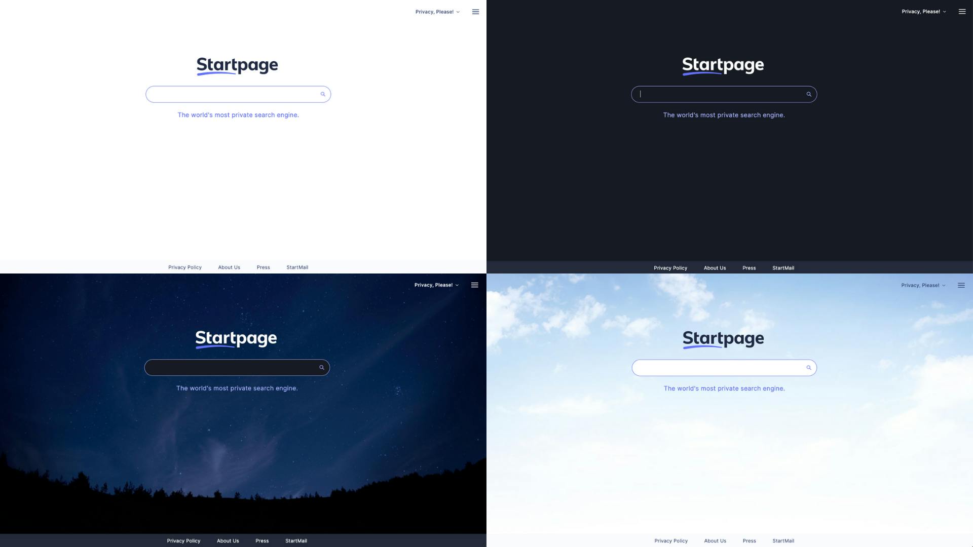Different Startpage themes