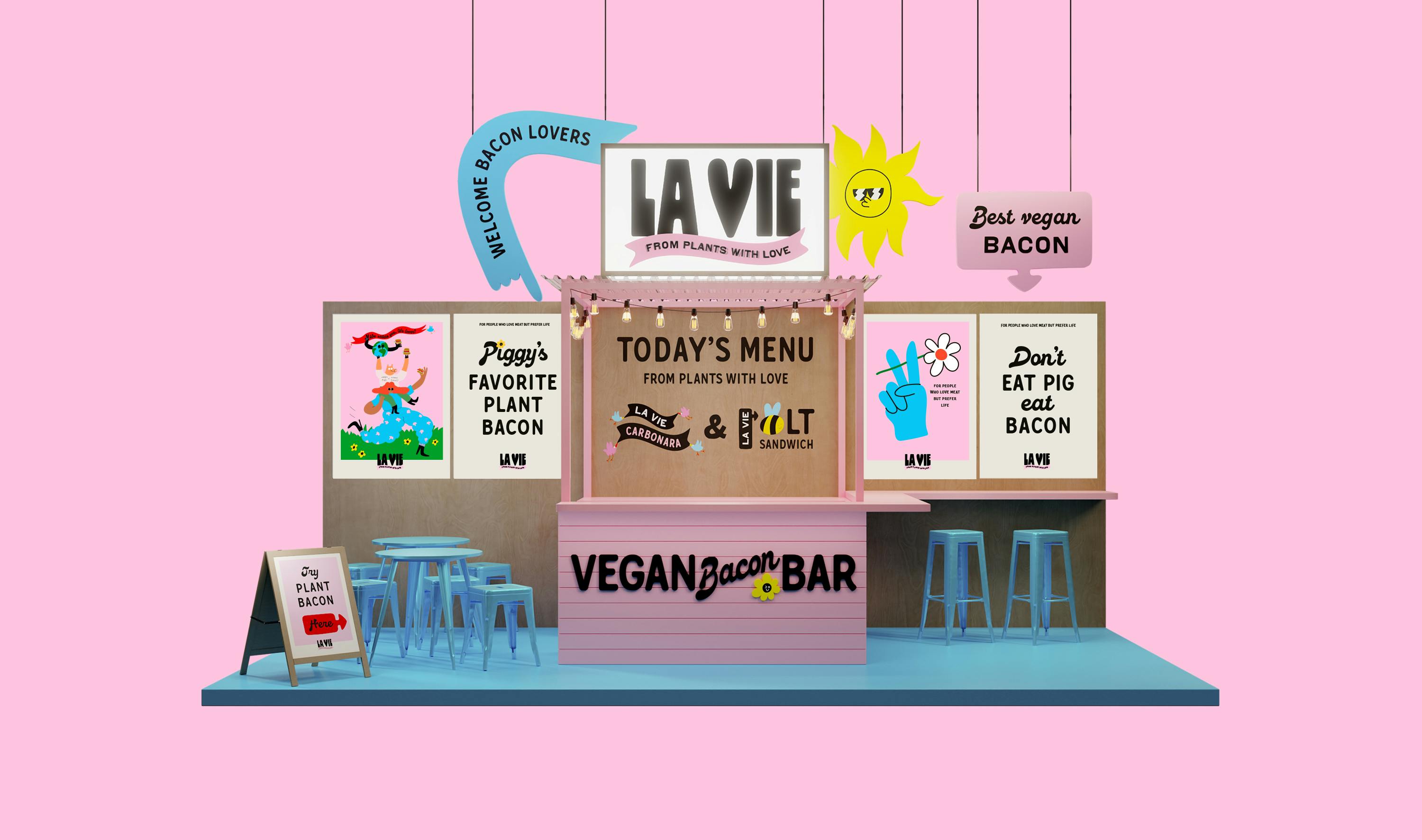 La Vie vegan bacon bar design
