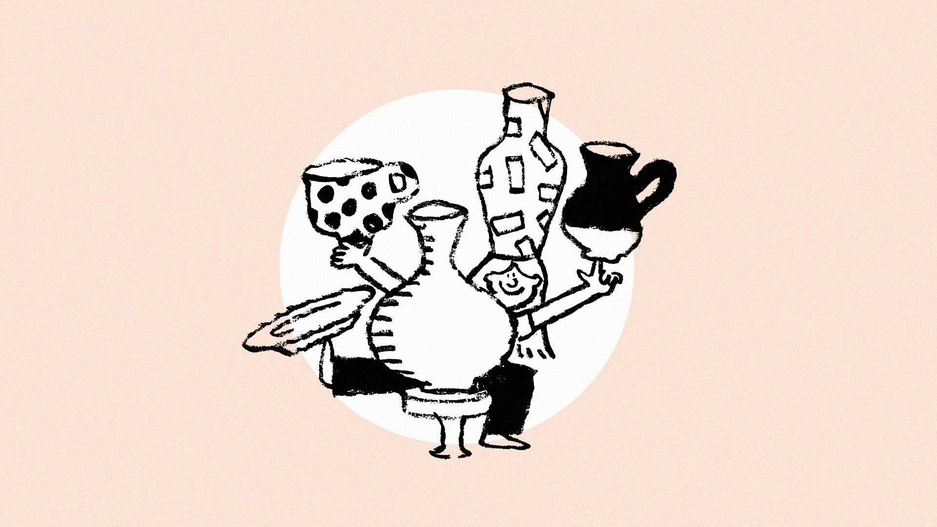 Brand Illustrations for Ceramics start up, Wet&Dry