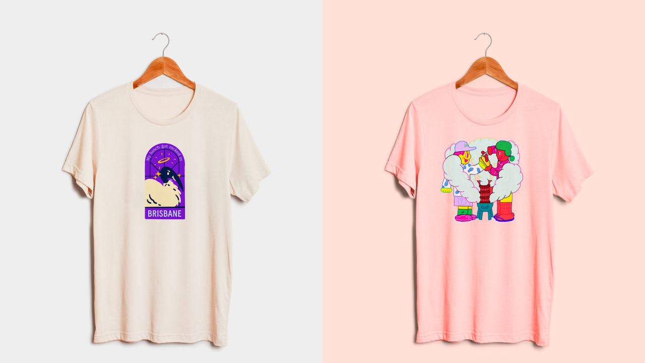 Visit Brisbane shirts featuring illustrations