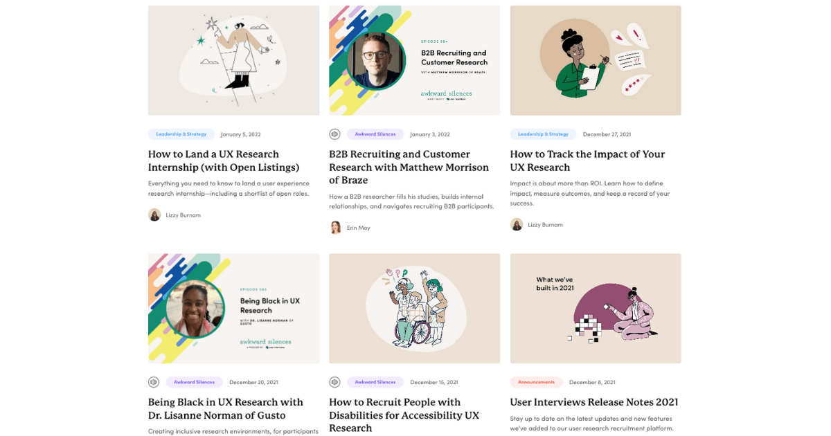 User Interviews’ website features serif and sans serif fonts.