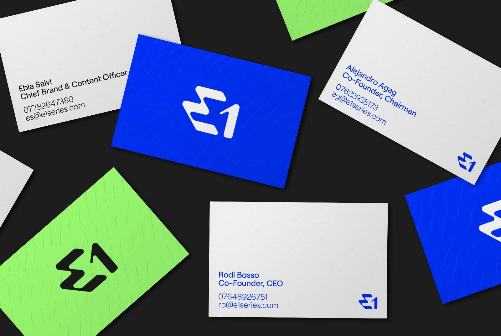 E1 business cards from Mother Design