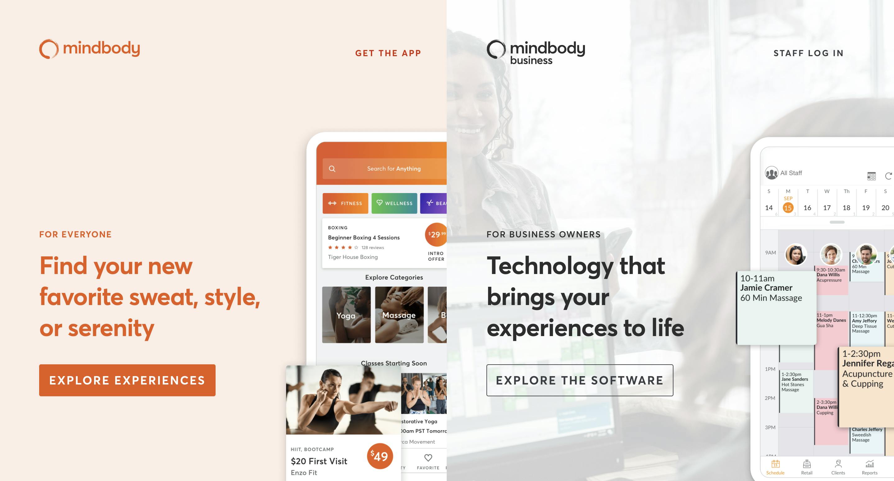 Mindbody old homepage