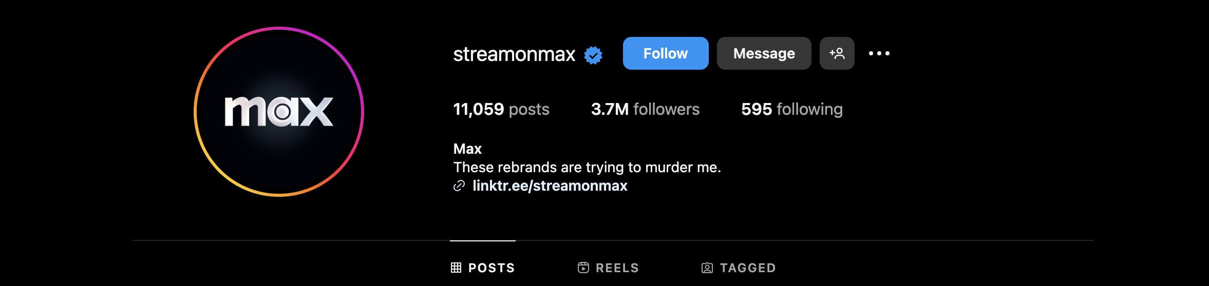 Hbo Max Instagram's bio
