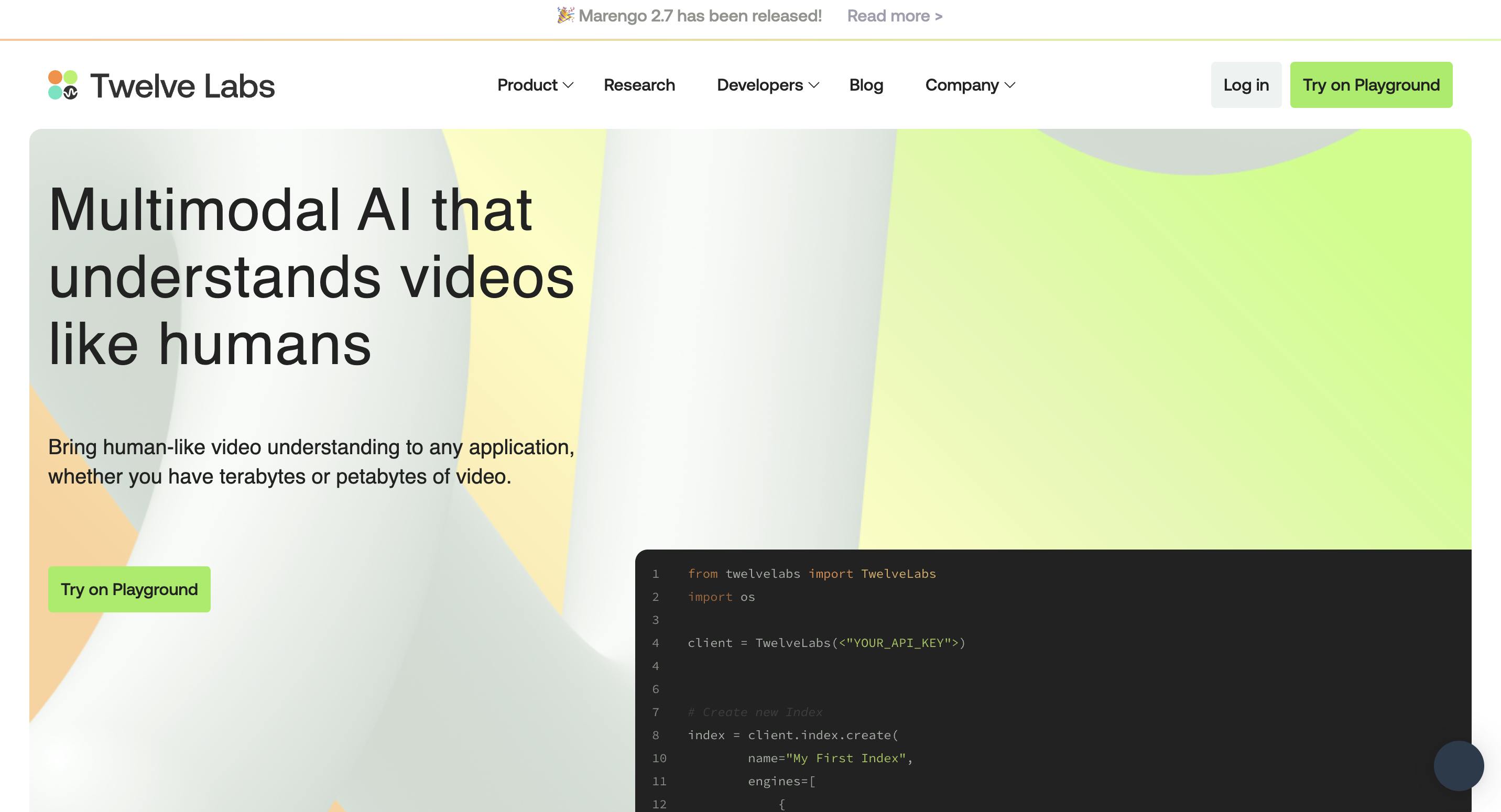 TwelveLabs Previous Homepage