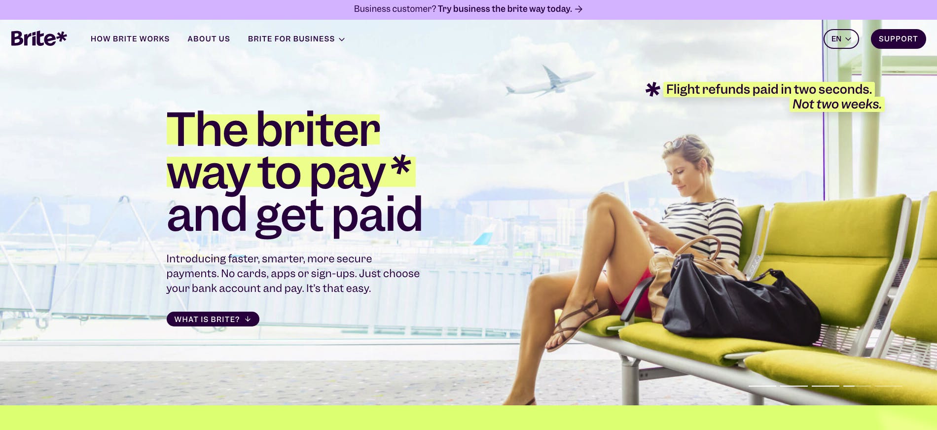 Brite Payments home page