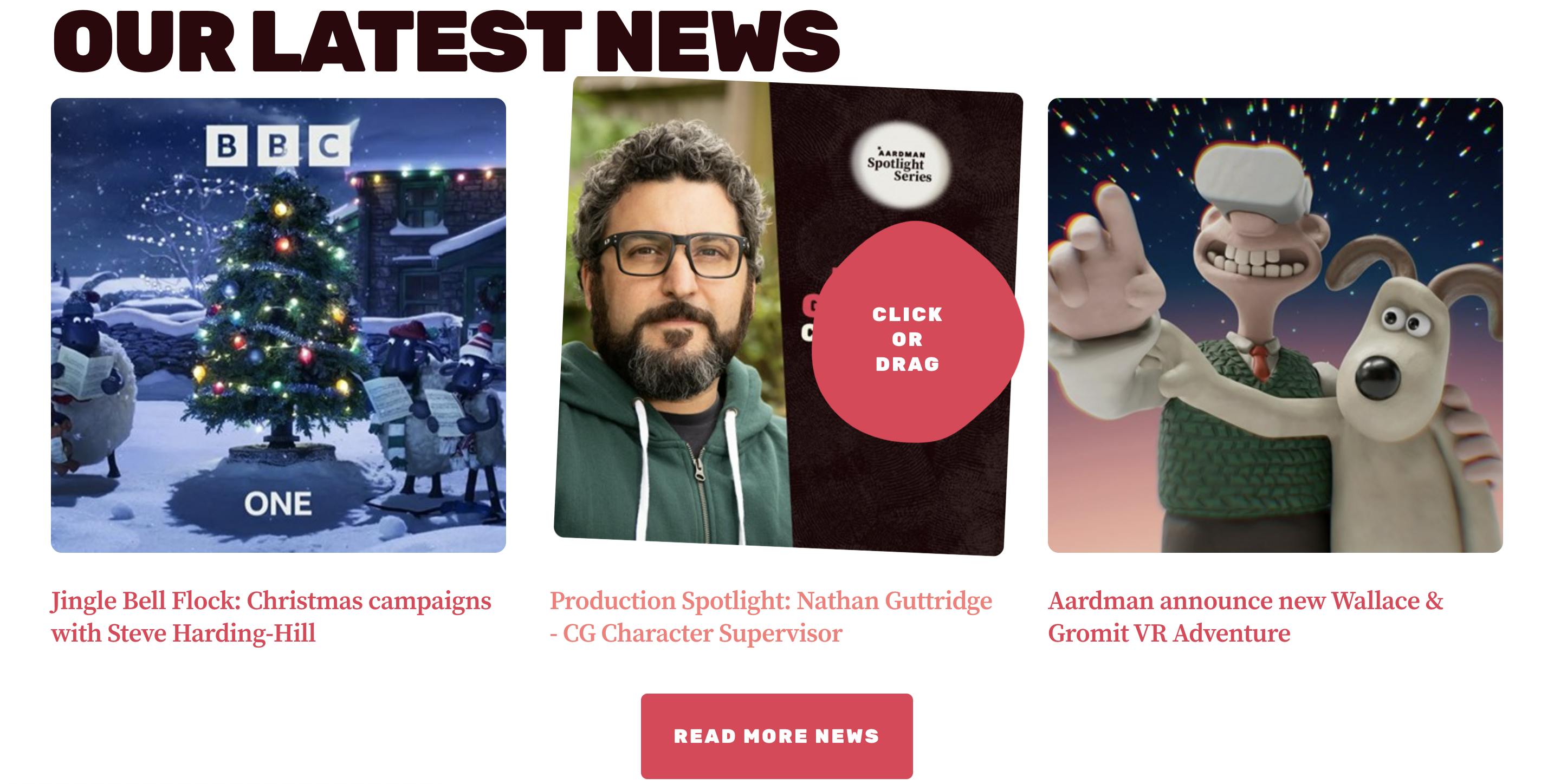Aardman wonky site feature