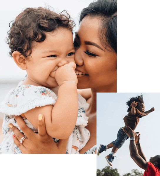 Mother nuzzling smiling baby